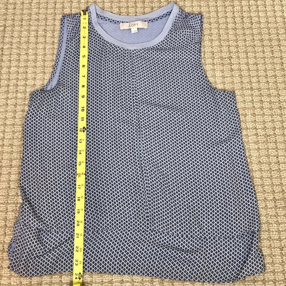 Loft Sleeveless Layered-Front Top, Blue, Size M - Picture 3 of 8
